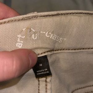 cargo pants, light green, size M, Kids 16, low rise, wide leg, worn once